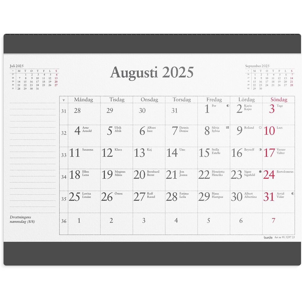 Burde Kalender Musmatta månadsblock 2025