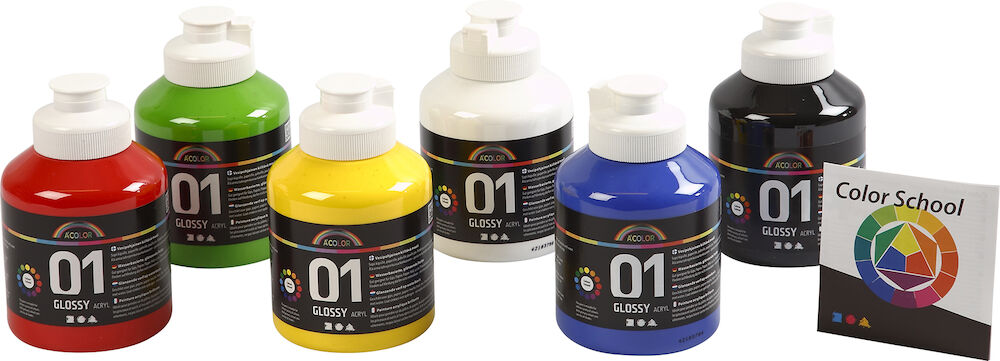 Creativ Company Akrylfärg blank 500ml mix 6 st/fp