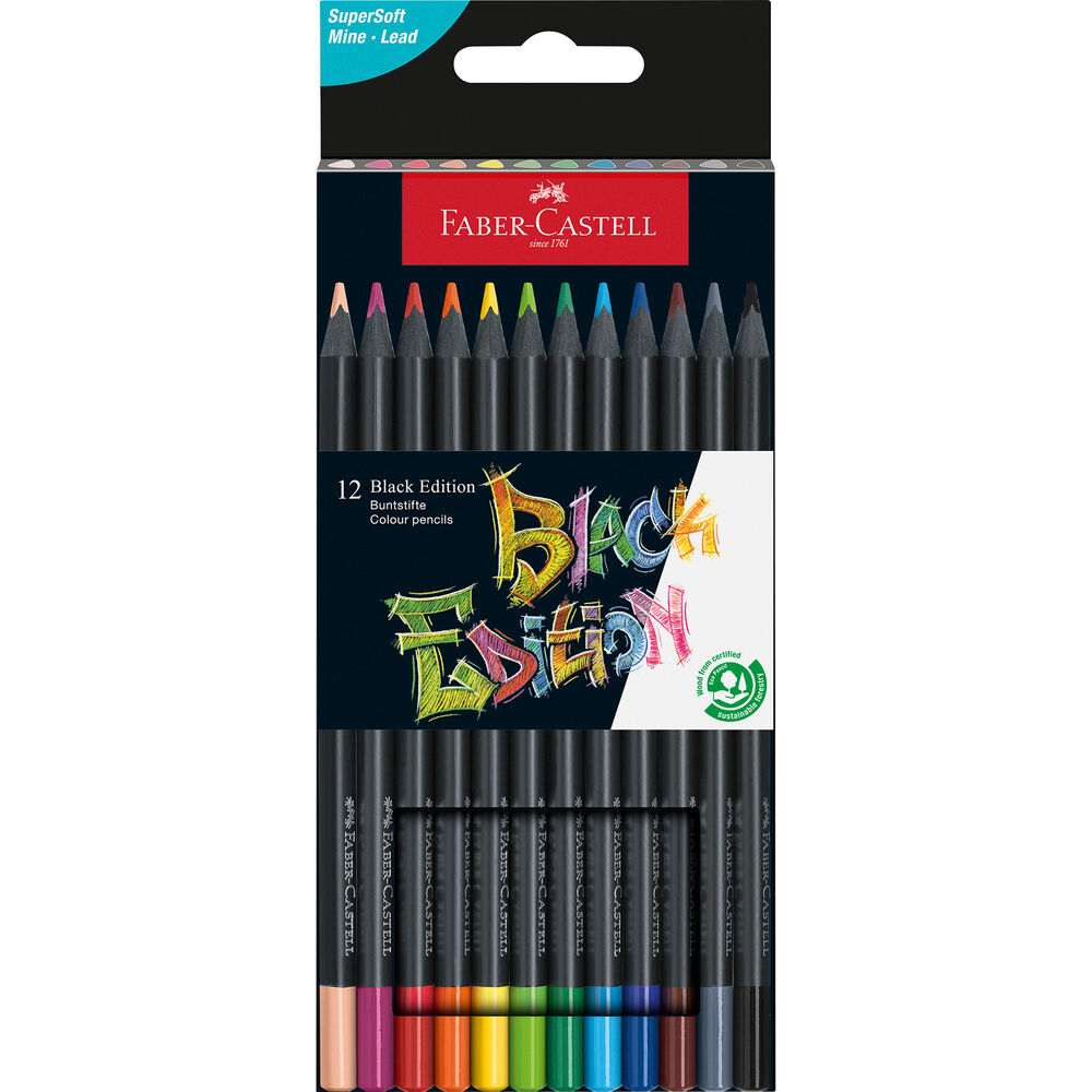 Faber Castell Färgpenna Faber Black 12/fp