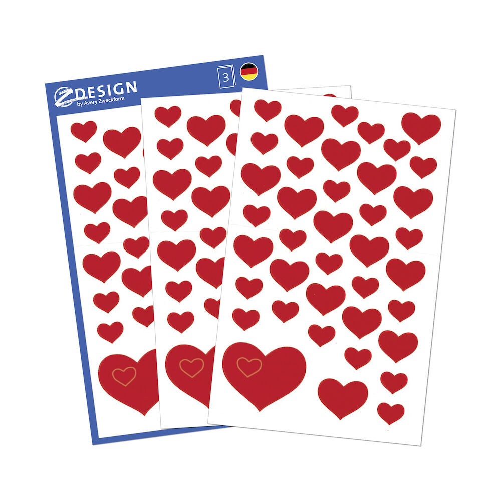 Avery Stickers hjärtan röda 114/fp