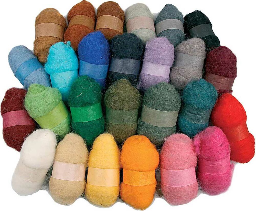 Creativ Company Kardad ull mixade färger 25 gram 26-pack