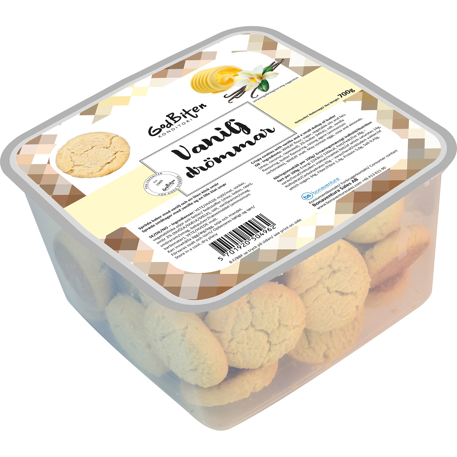 Vaniljdrömmar 700 gram Palmoljefria Royal | Office Depot Bondkakor smörbakade utan palmolja 700 Gram Royal | Office Depot