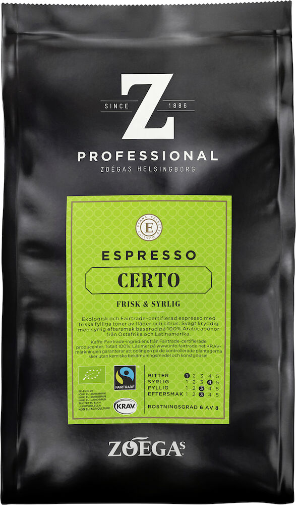 Zoégas Kaffe Espresso Certo Hela Bönor Eko 500 g