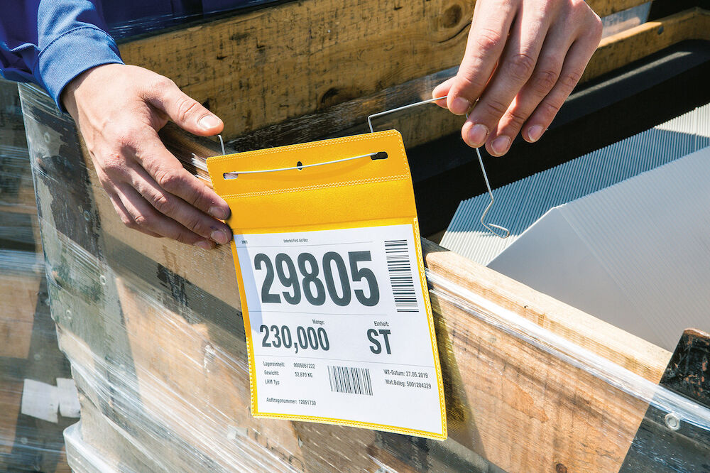 Durable Plastficka A5L trådbygel gul 50 st/fp