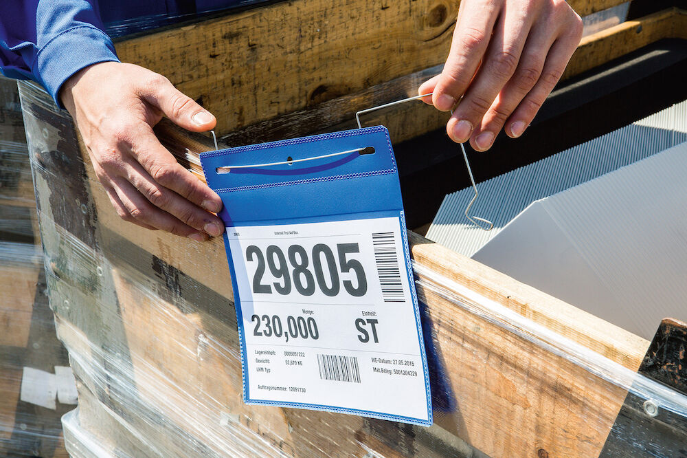 Durable Plastficka A5L trådbygel blå 50 st/fp