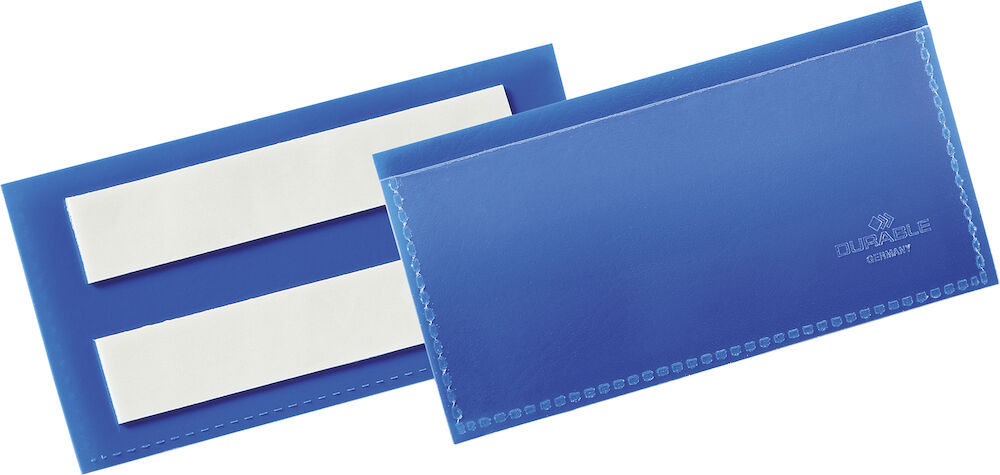 Durable Etiketthållare Självhäftande 100 x 38 mm blå 50 st/fp