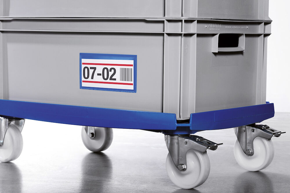 Durable Etiketthållare Självhäftande 100 x 67 mm blå 50 st/fp