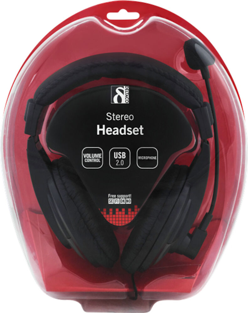 Deltaco Headset HL-57 USB Svart