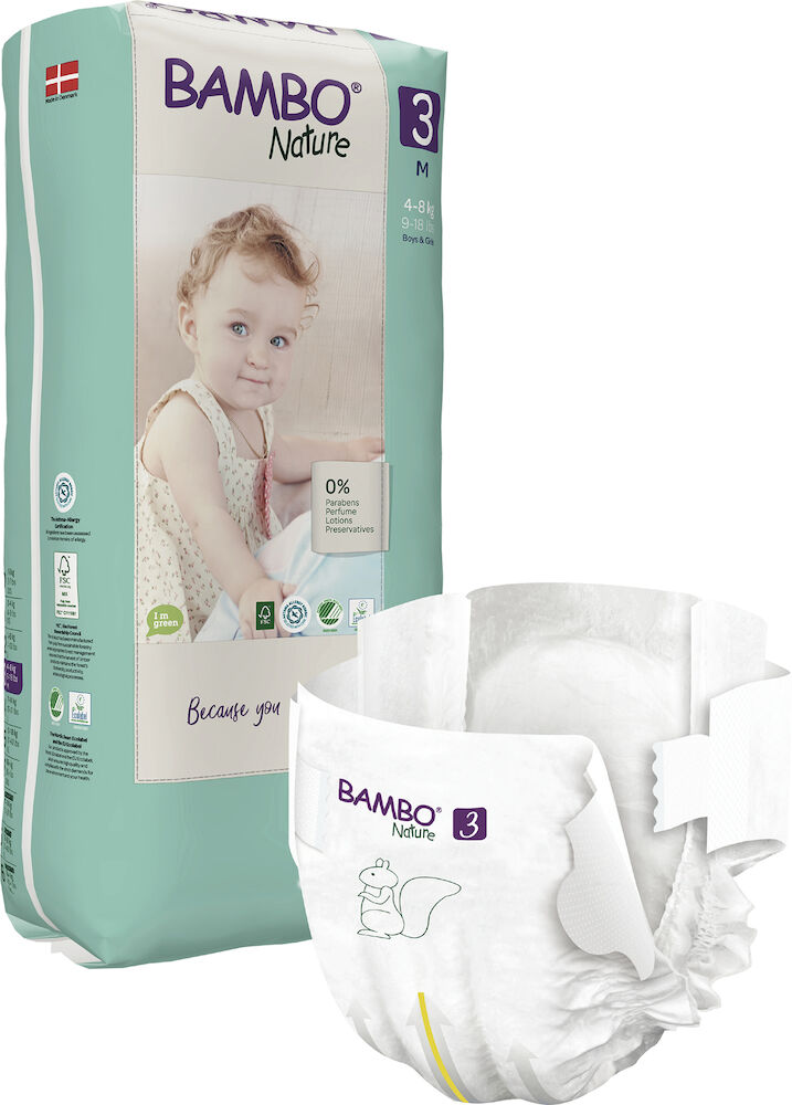 Bambo Nature Blöja 4-8 kg tall 52 st/fp