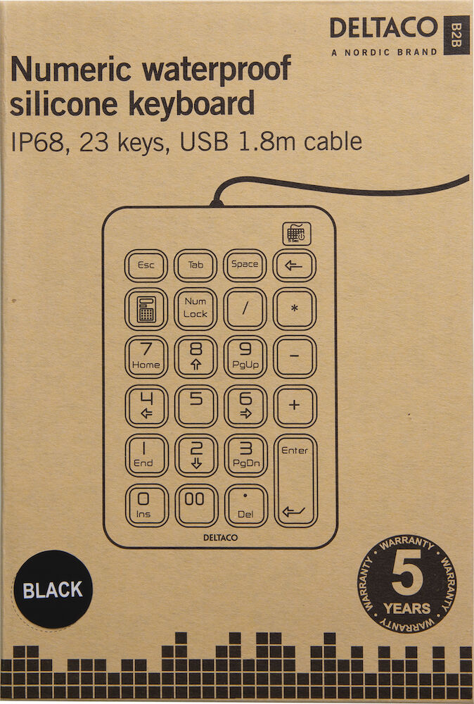 Deltaco Numeriskt tangentbord IP68 Svart