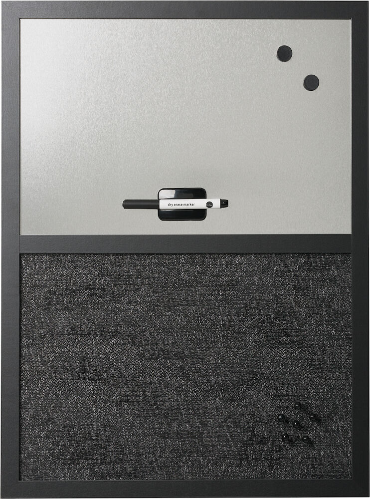 Bi-Office Whiteboard anslagstavla kombo 90 x 60 cm silver/Svart