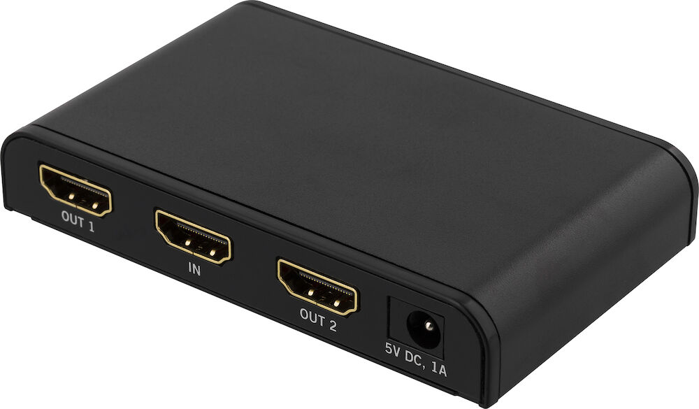Deltaco PRIME HDMI-splitter 1- till 2 skärmar Svart