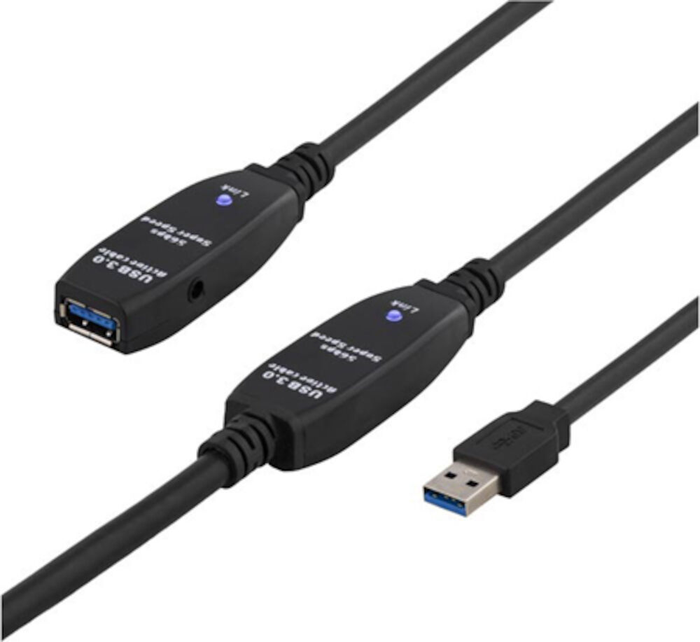 Deltaco USB 3.0-förlängningskabel Prime 10 meter Svart