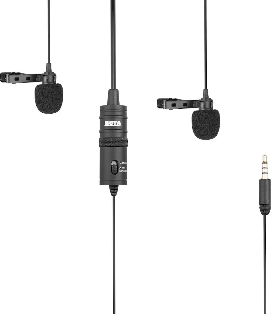BOYA Mikrofon Lavalier x2 BY-M1DM 3.5 mm 4 Meter Svart