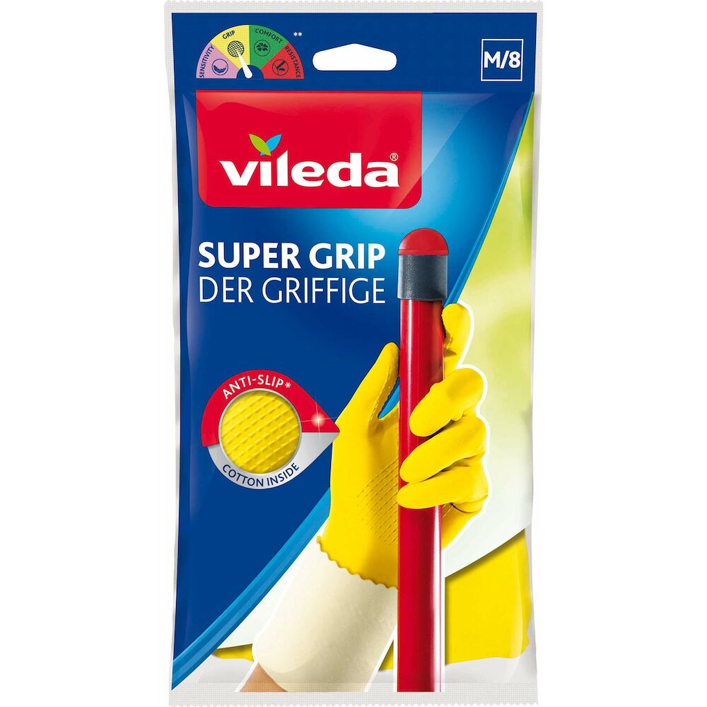 Vileda Handske Latex Supergrip M par