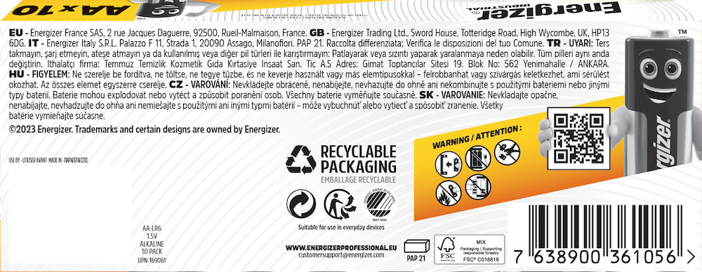 Energizer Batteri Industrial Alkaliskt AA 10-pack