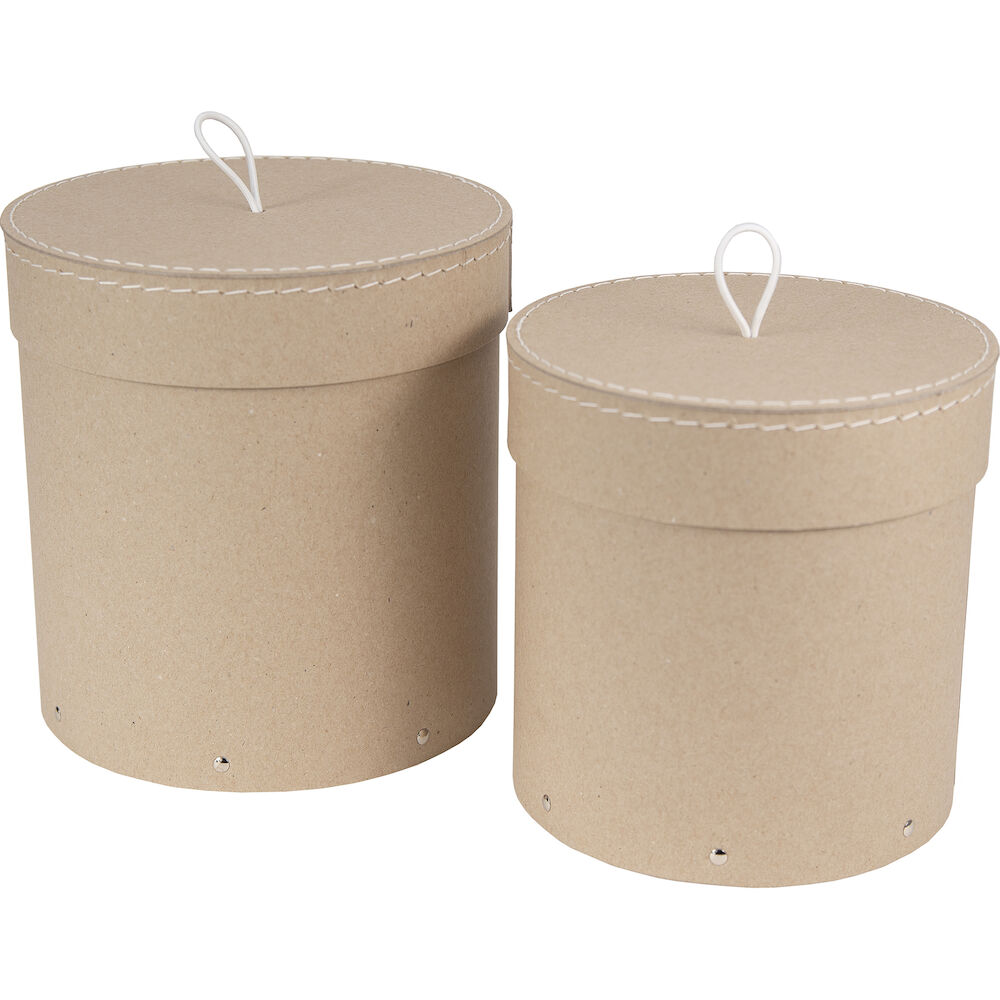 Bigso Ask Hatty Natur rund med lock 2-pack