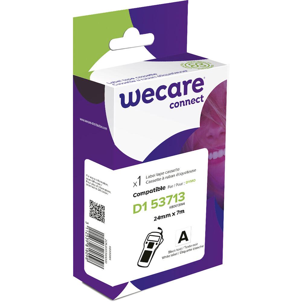 Wecare Märkband D1 svart/vit 24 mm 7 Meter
