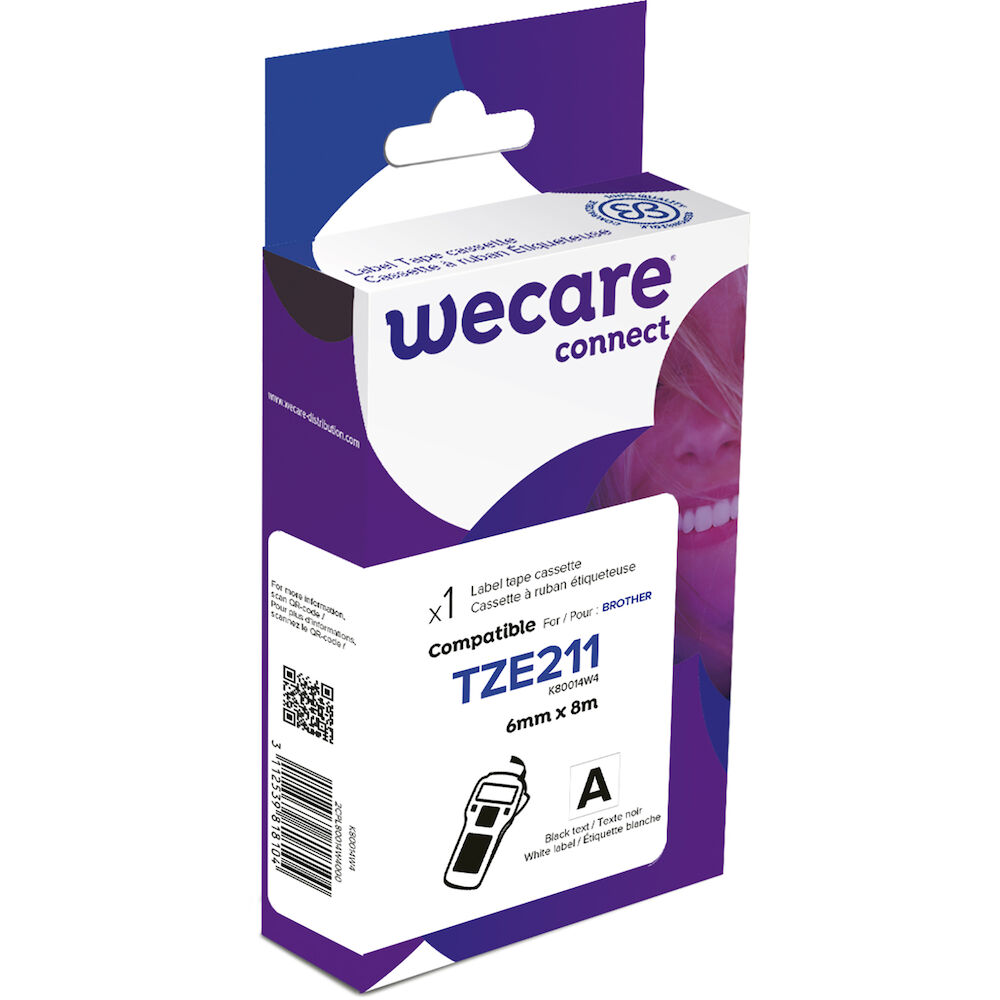 Wecare Märkband TZe svart/vit 6 mm 8 Meter