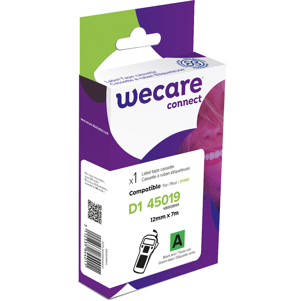 Wecare Märkband D1 svart/grön 12 mm 7 Meter