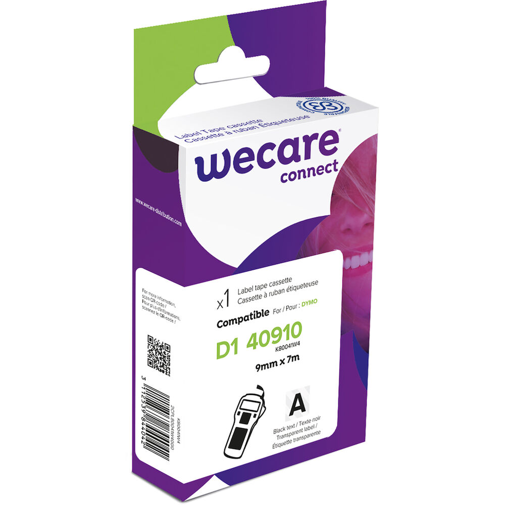 Wecare Märkband D1 svart/klar 9 mm 7 Meter