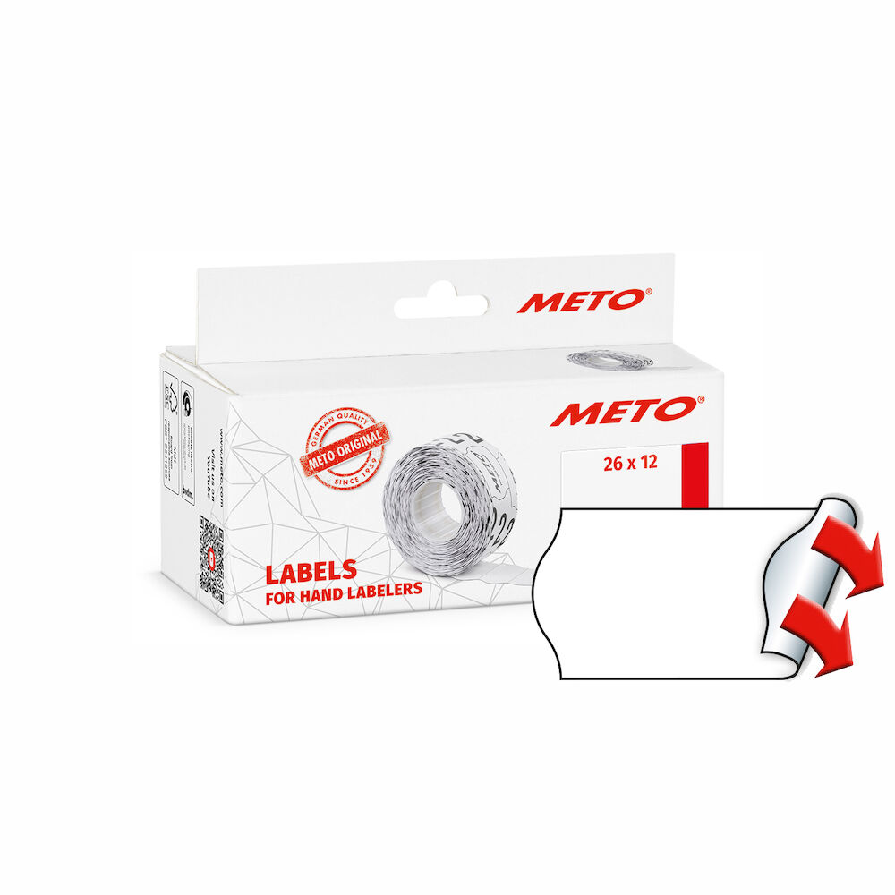 Meto Prismärkningsetiketter 26 x 12 mm Permanent vit 6 rullar/fp