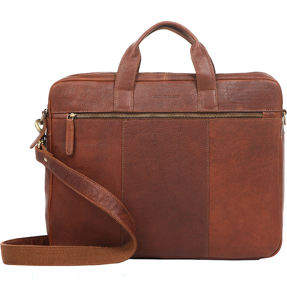 House of S Portfölj skinn 16'' 2 fack Cognac