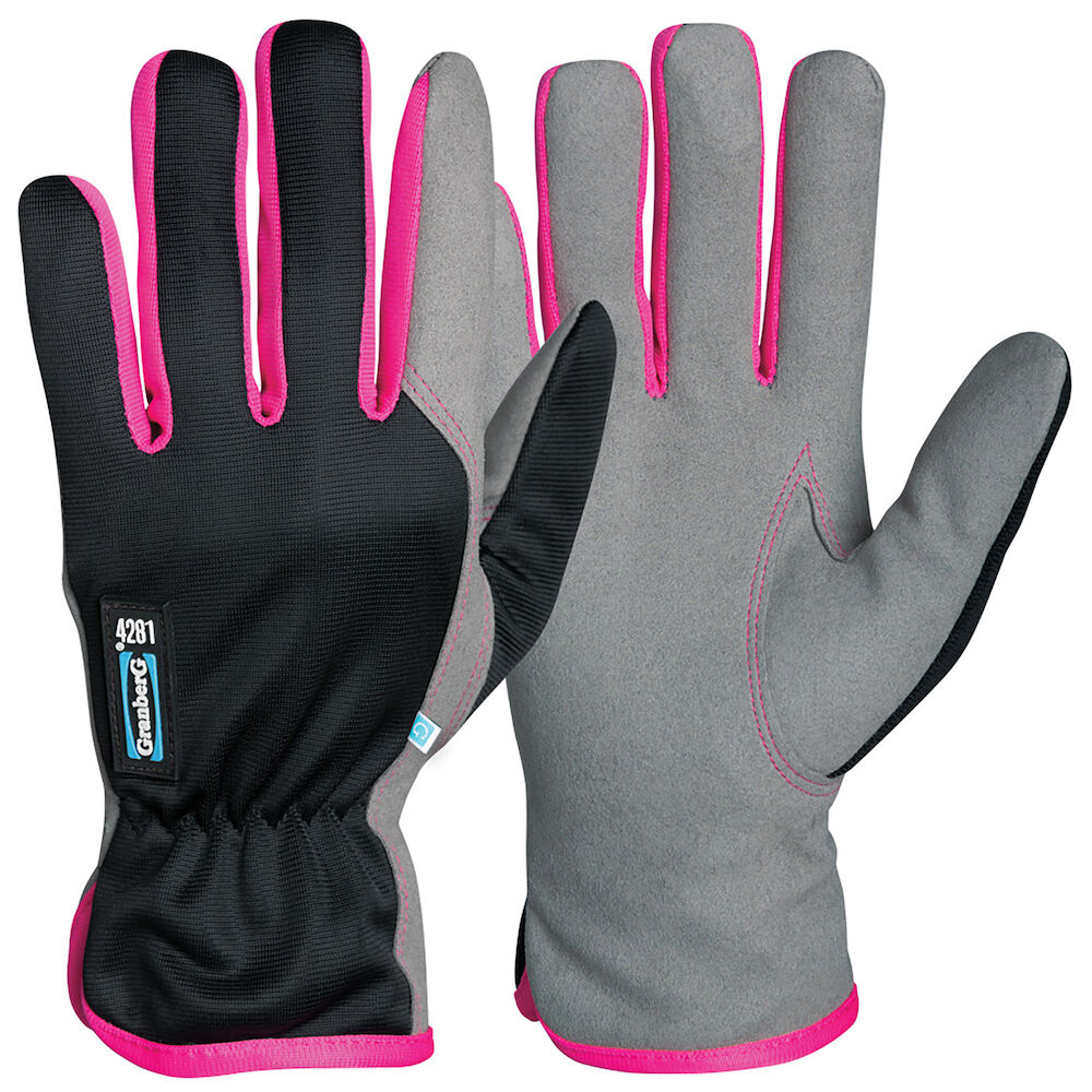 EX® Montagehandskar Ovanhand i polyester Svart/Rosa Stl. 7