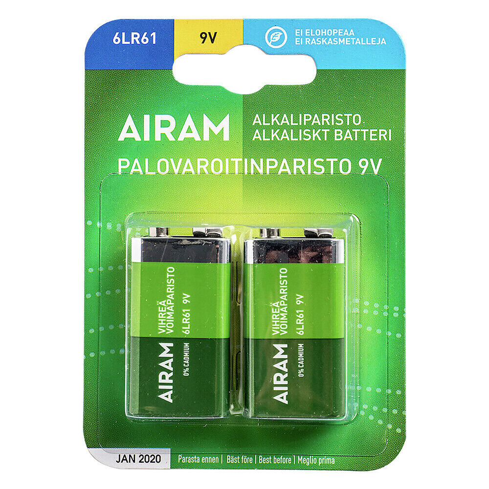 Airam Batteri Alkaliskt 9V 2 st/fp