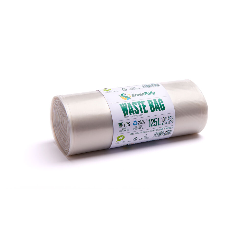GreenPolly Sopsäck 125 liter 45my transparent 10 st/rulle