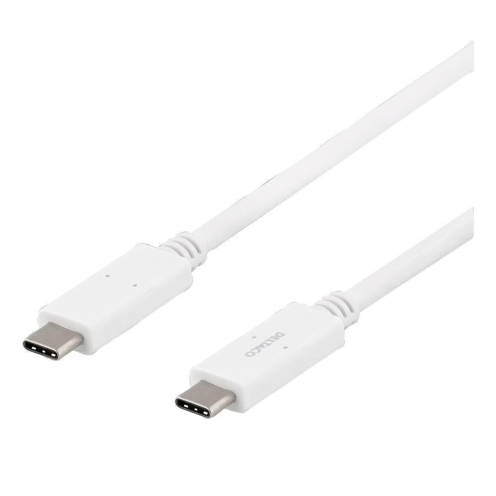Deltaco Laddkabel USB-C till USB-C Vit 1 meter