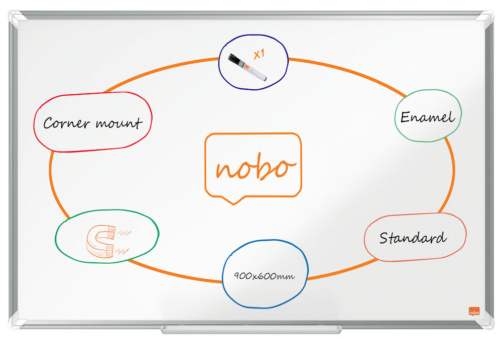 Nobo Whiteboard Premium Plus Emalj 900 x 600 mm