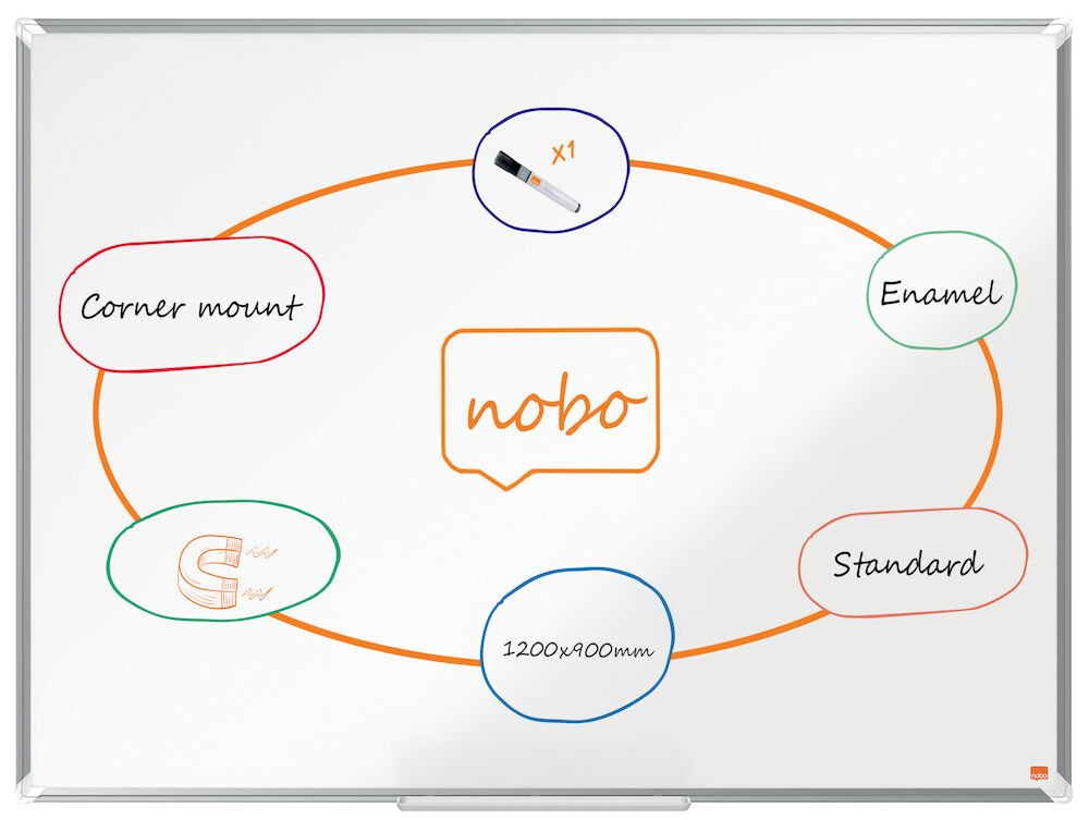 Nobo Whiteboard Premium Plus Emalj 1200 x 900 mm