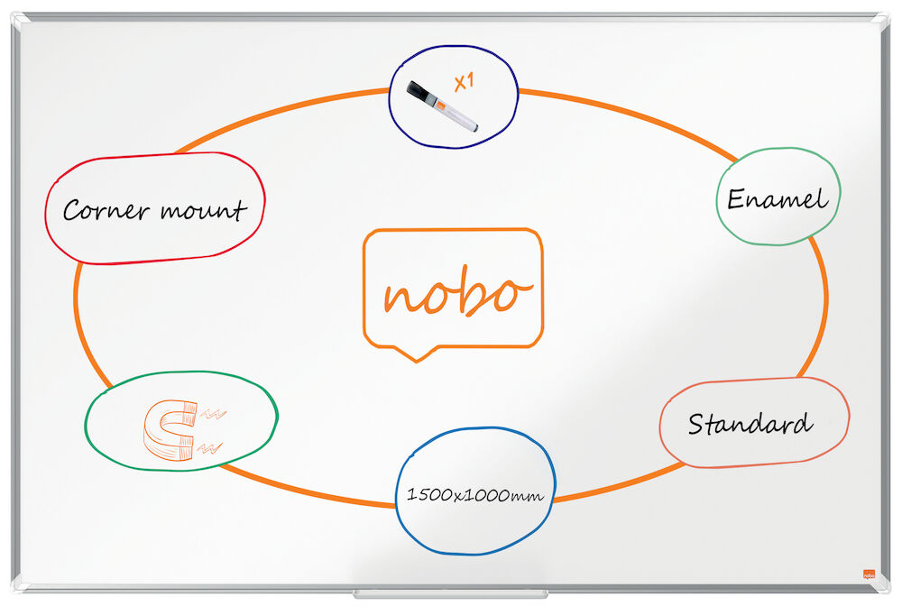 Nobo Whiteboard Premium Plus Emalj 1500 x 1000 mm