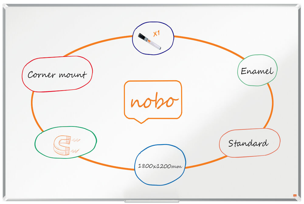 Nobo Whiteboard Premium Plus Emalj 1800 x 1200 mm