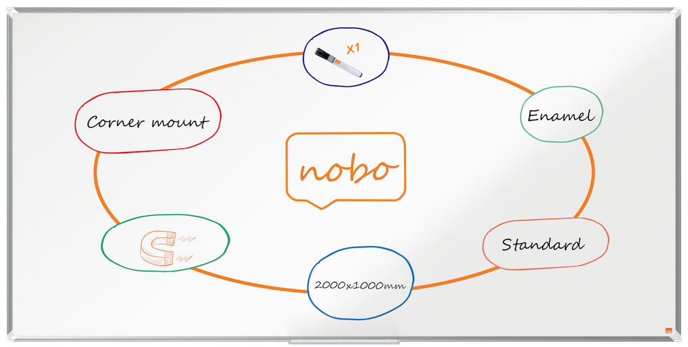 Nobo Whiteboard Premium Plus Emalj 2000 x 1000 mm