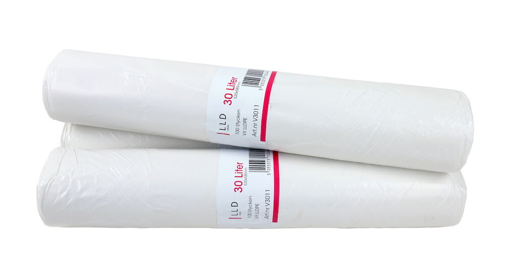 LLD Virgin Papperskorgpåse 30L vit 100/rl