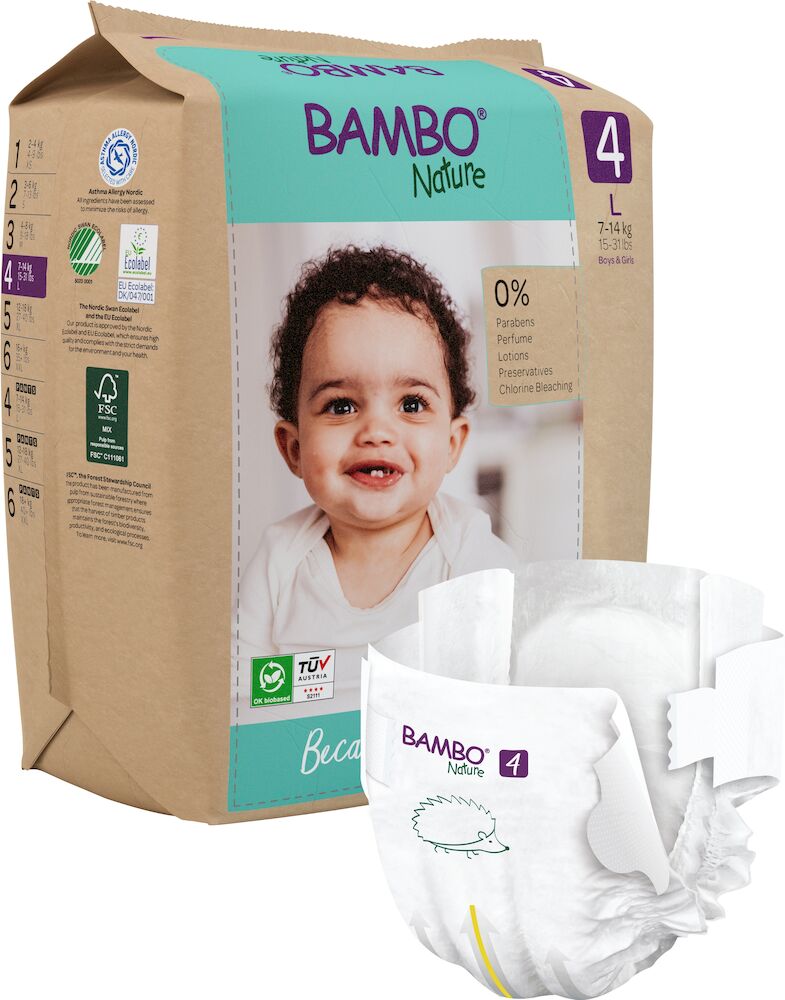 Bambo Nature Blöjor Bambo 4 7 - 14 kg 24 st/fp