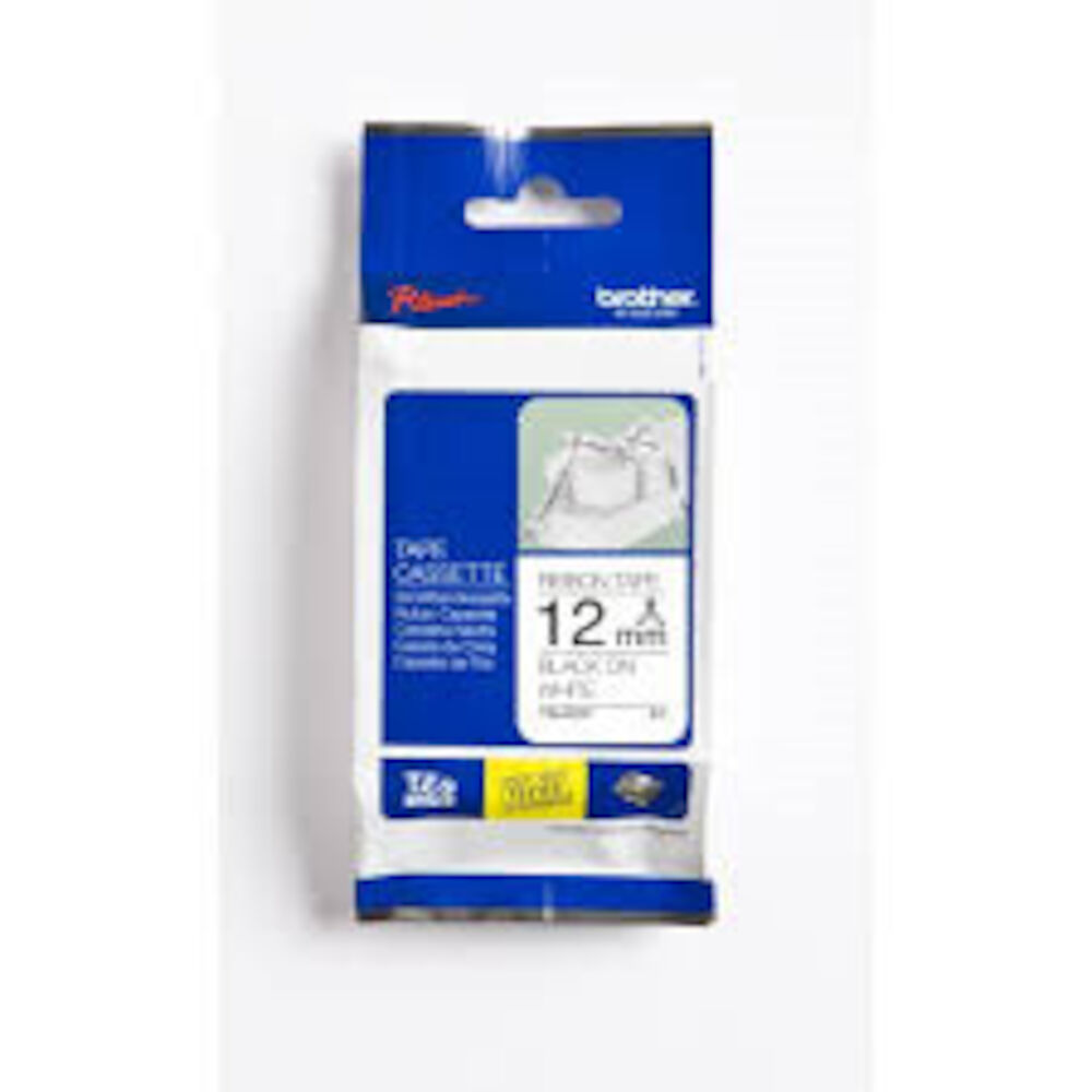 Brother Märkband satin TZe-R231 12 mm x 4 m svart/vit