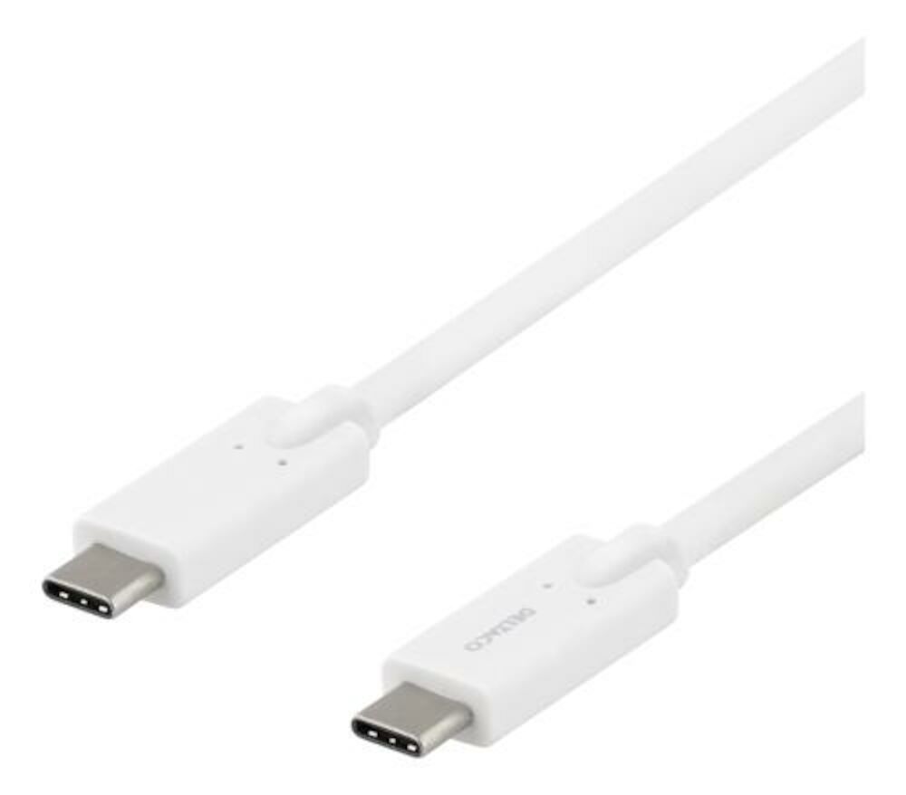 Deltaco Kabel USB-C till USB-C 2 m vit