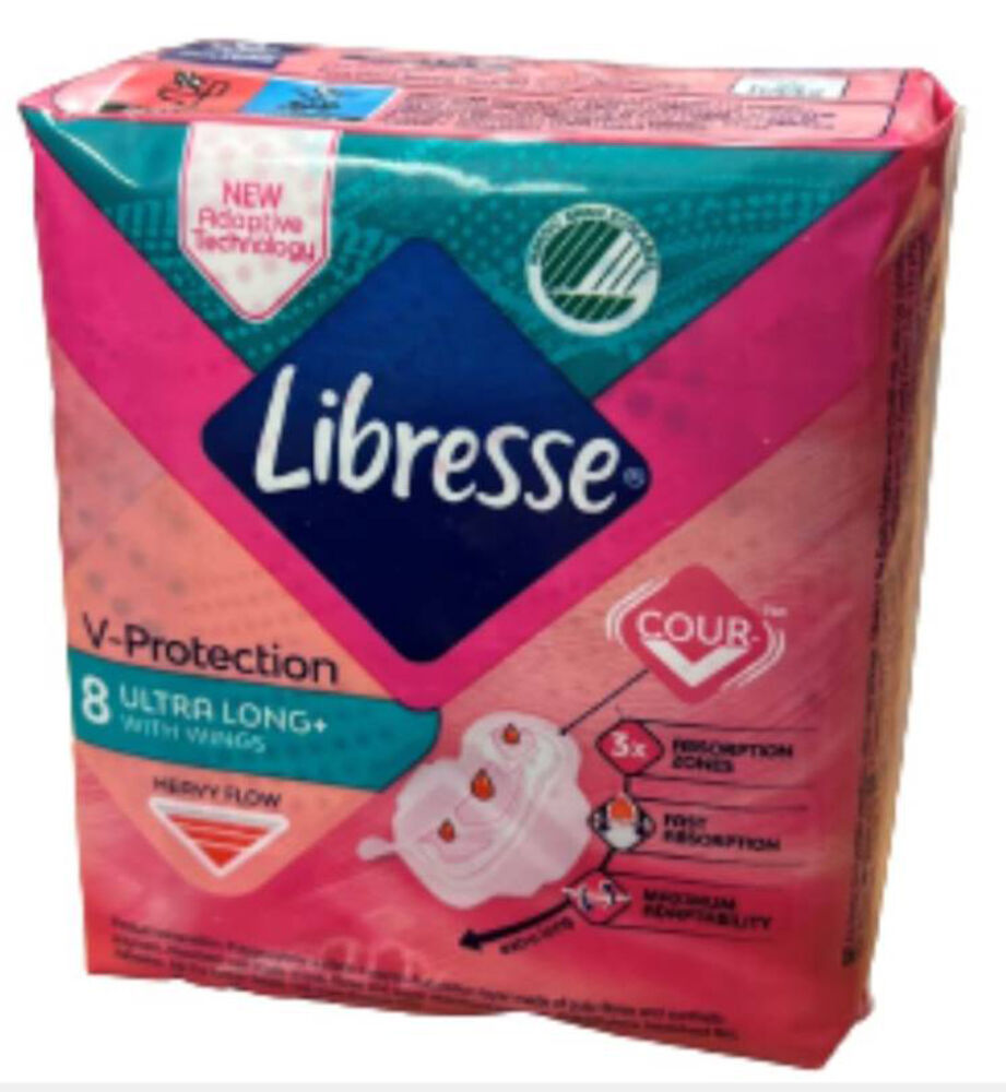 Libresse Bindor Invisible Ultra Long med vingar 8-pack