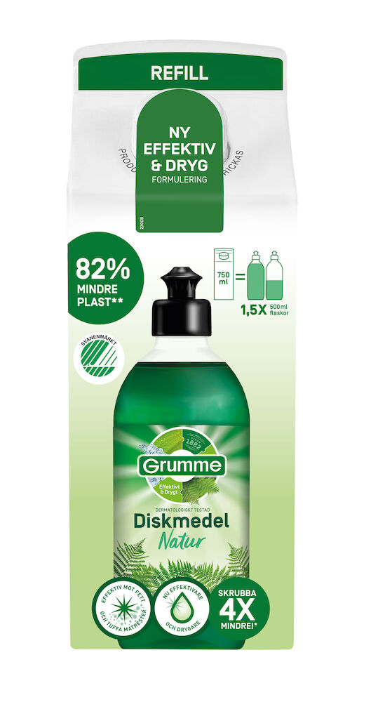Grumme Diskmedel, refill Natur 750 ml