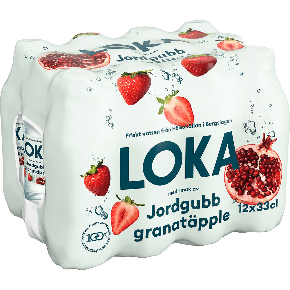 Loka Jordgubb/granatäpple PET 33 cl inkl pant 12-pack