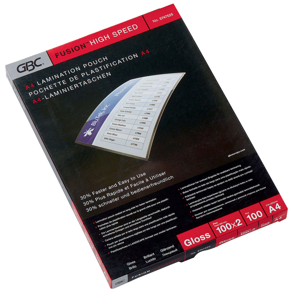 GBC Lamineringsfickor A4 HighSpeed 100 mikron gloss 100/fp