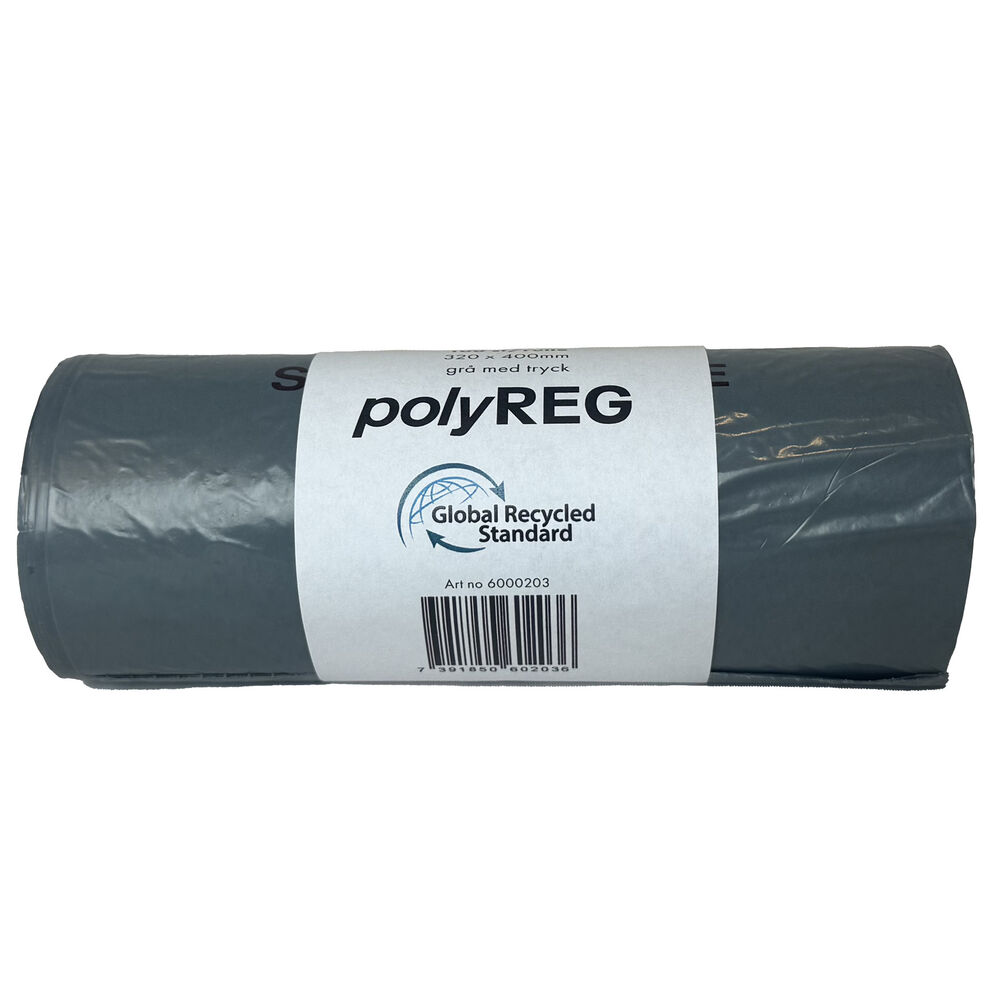PolyREG Sanitetspåse GRS 320x400 mm grå med tryck 10x100 st