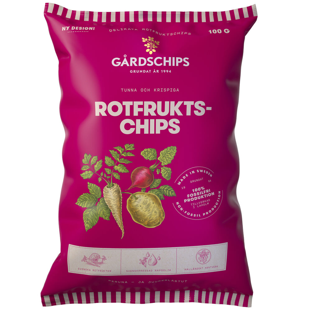 Gårdschips Rotfruktschips Lättsaltade 100 g