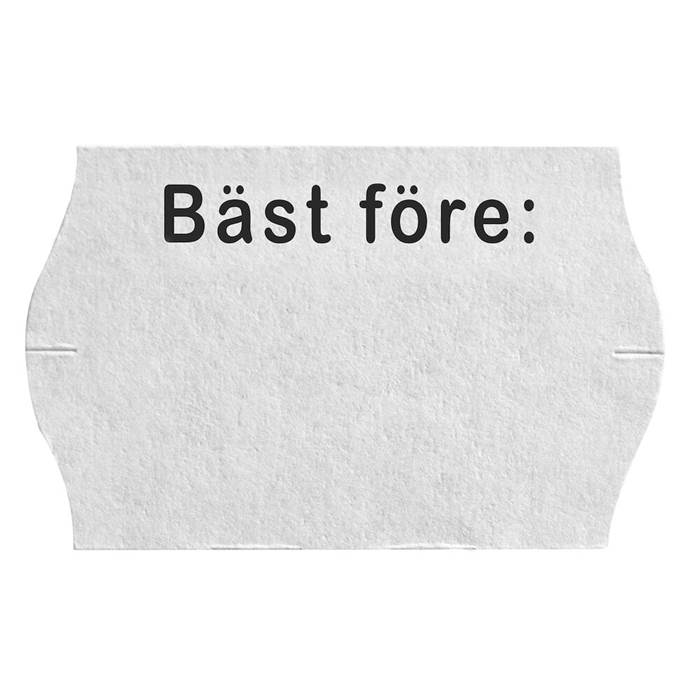 Klistermärke med texten "Bäst före:" Klistermärke med texten "Bäst före:"
