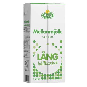 P2829602 Kaffemjölk / H-mjölk Mellanmjölk 1,5% 1 Liter Lång Hållbarhet