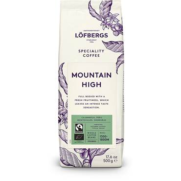 P2829811 Kaffe Löfbergs Specialkaffe Mountain High Hela Bönor Fairtrade och EU-Ekologiskt 500 Gram