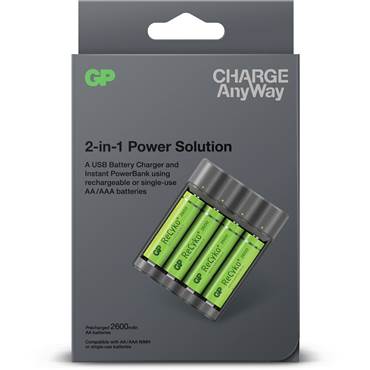 P2840435 Batteriladdare och powerbank kombinerad - GP Charge AnyWay 2-i-1